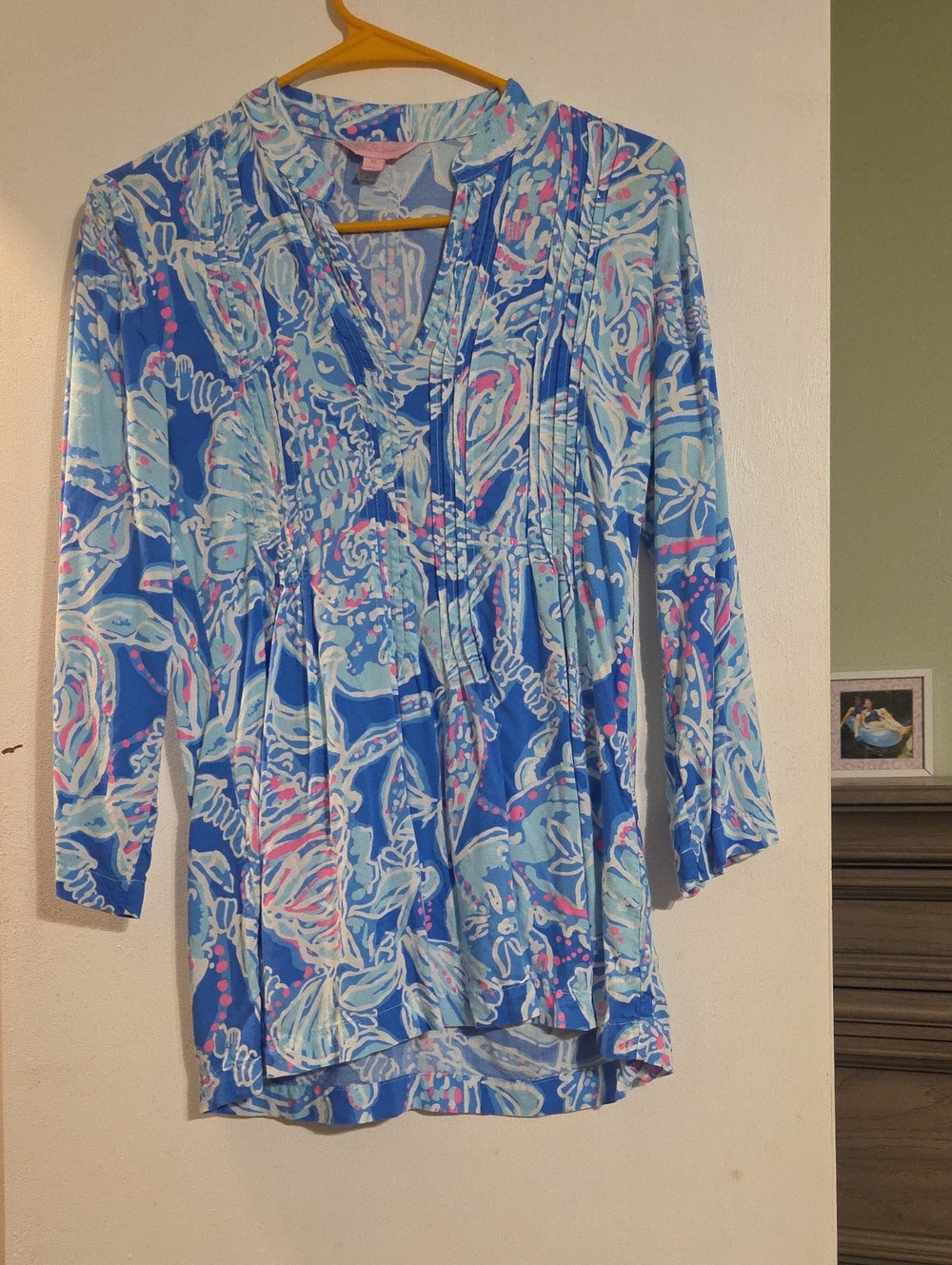 Lilly Pulitzer Blue & Pink Printed V-Neck Tunic